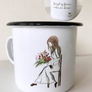 Emajliran lonček Bouquet of flowers makes me dream