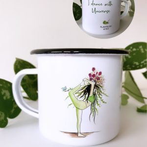 Emajliran lonček Rooted in Balance, zelena